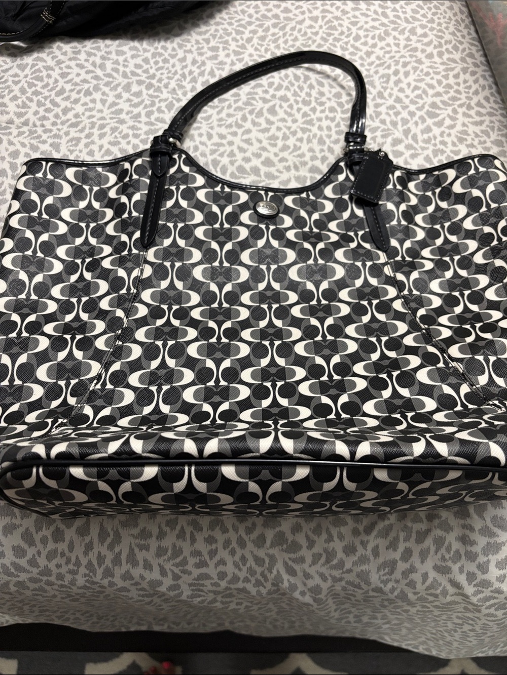 Black & White Patterned Tote Bag by Coach